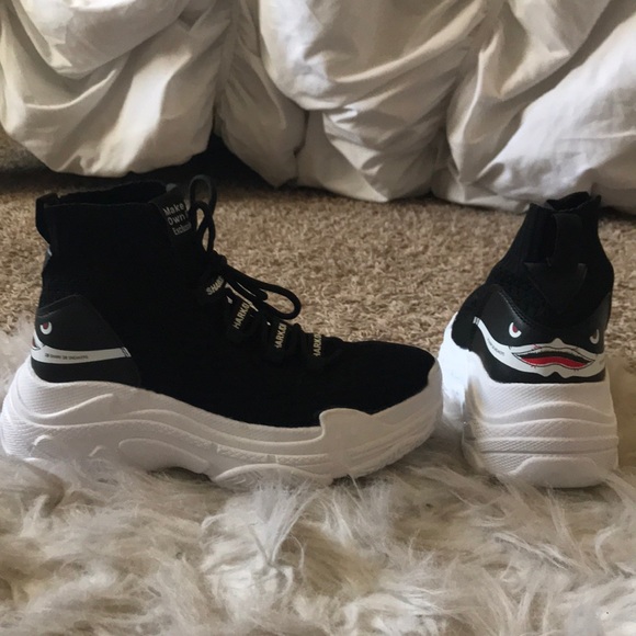 Black and white sock trainers - Picture 2 of 5